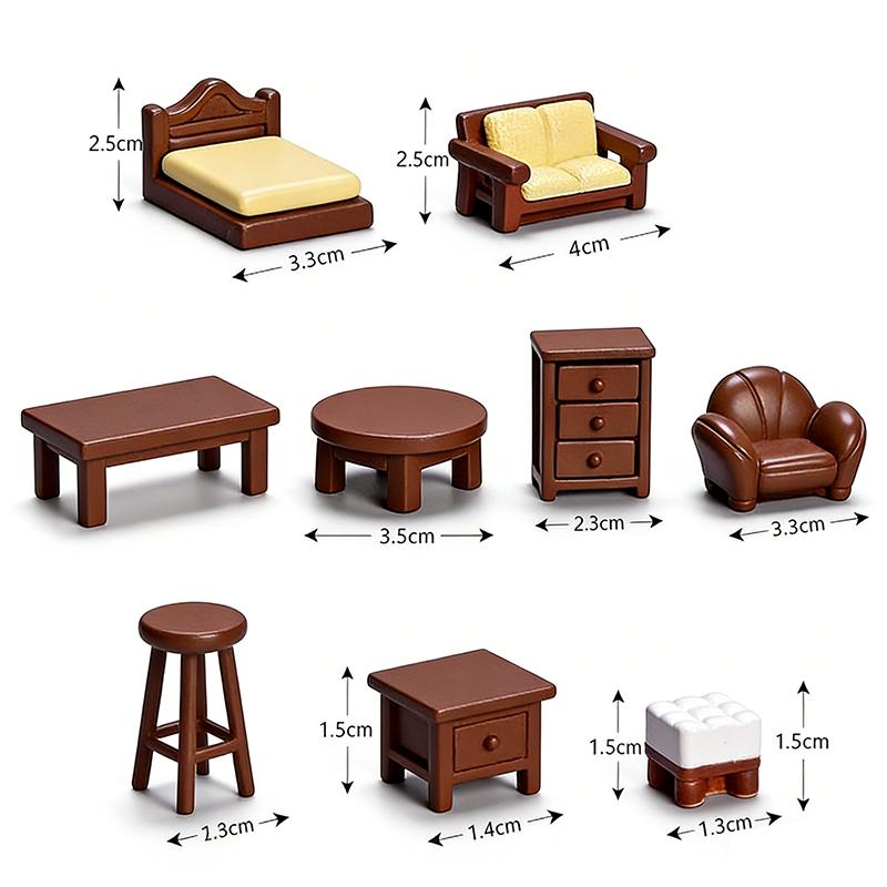 9pcs/set Miniature Simulated Furniture Set Small Ornament Models Sofas Beds Coffee Tables Cabinets For DIY Handmade Decorations