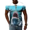 Maglietta da uomo con stampa 3D di squalo, T-shirt estiva a girocollo con motivo di animale marino, Top larghi a maniche corte