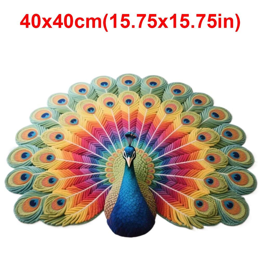 Soft Peacock Carpet Non-slip Bathroom Floor Mat Portable Blanket  for Living Room Tea Table Bedside