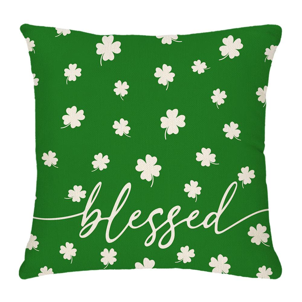 Four-leaf Clover Pillow New Sofa Cushion Cover National Day Green Pillow St. Patrick's Day Pillow Cover