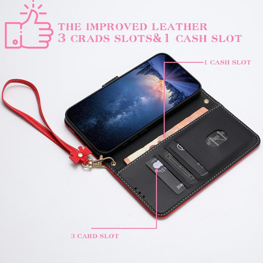 For Xiaomi Redmi Note 14S 4G Case Bowknot Decor Wallet Leather Phone Cover with Wrist Strap