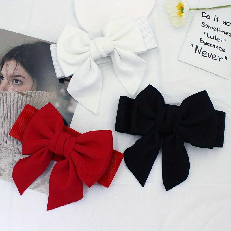 Women Stretch Waist Belt Straps Elegant Wide Side Waistband Large Bow Elastic Belts For Girls Dress Coat Cummerbunds Corset
