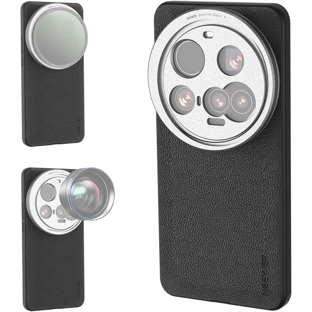 NEEWER Smartphone Case Compatible with Xiaomi 15 Ultra, Durable TPU+PC Synthetic Leather Protective Case, with 17mm Lens Mount & 67mm Filter Adapter,