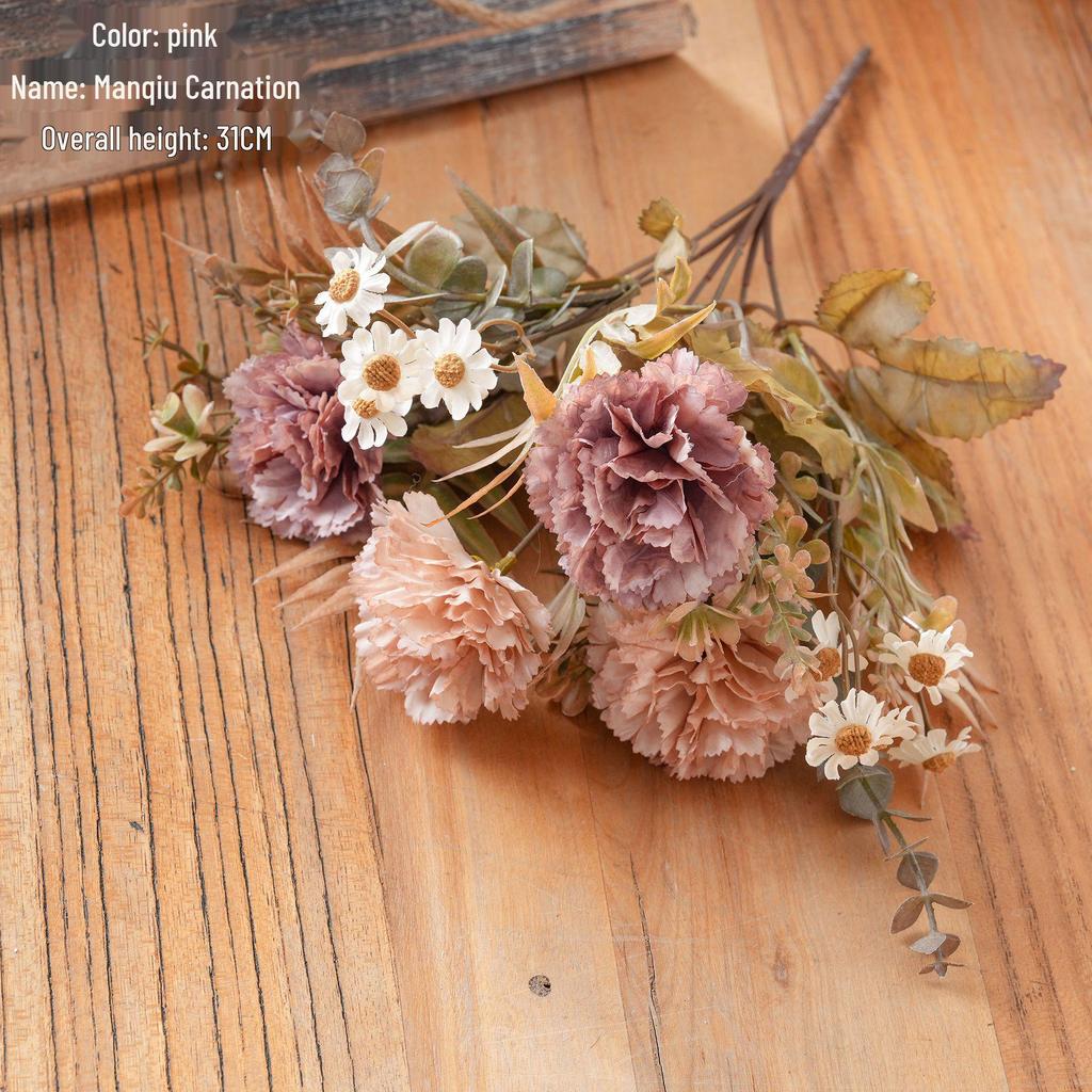 Autumn Carnation Rose Bouquet - Faux Flower Wall Decor for Home & Wedding