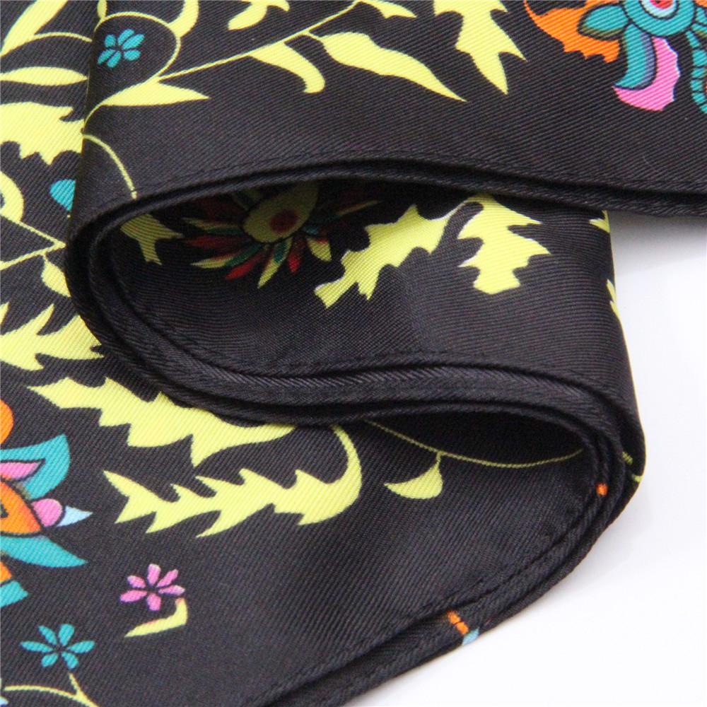 130Cm Woman Scarf Shawl 100% Twill Silk Scarf Square Scarf Forest Animal Print Neckerchief Bandana Headband Hijab Scarves & Wrap