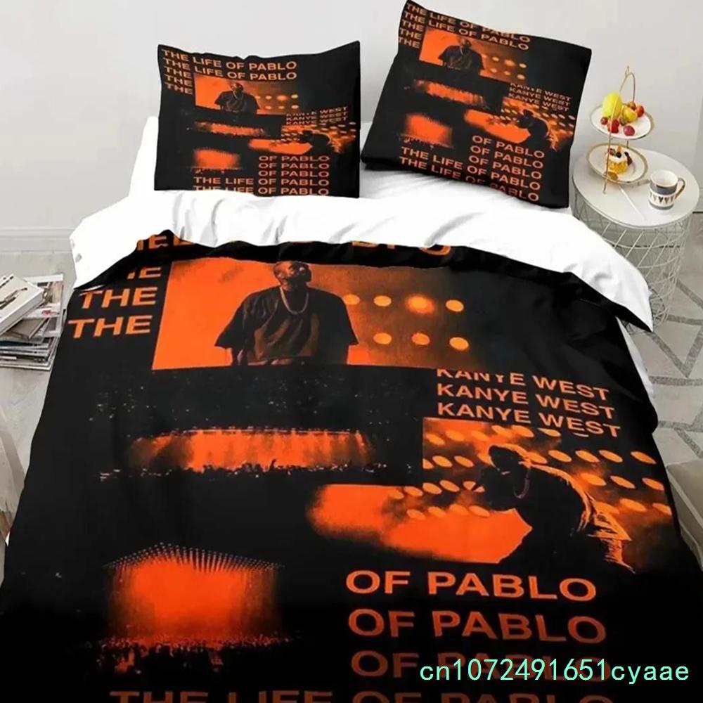 Set Biancheria da Letto Rapper Kanye West per Camera da Letto Morbido Moderno Copriletto Confortevole Copripiumino per Bambini Coperta e Federa