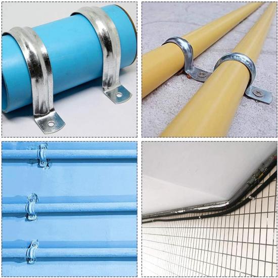 2inch With 2 Holes U Bracket Stainless Steel Tube Strap Tension Clip U Bracket Rigid Pipe Strap Tension Clips for Pipe Fixing(25Pcs)