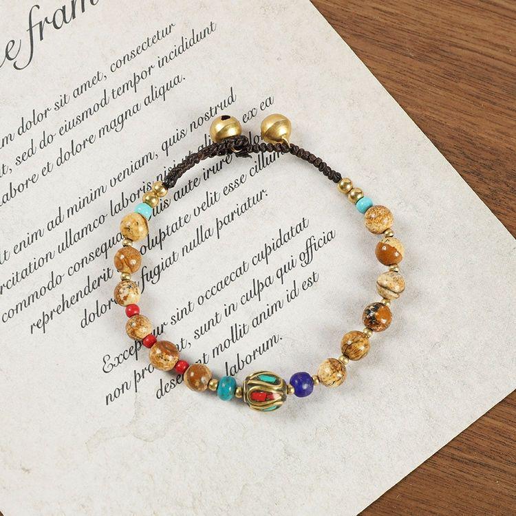 Tibetan-Style Handmade Woven Bracelet with Copper Beads and Dai Ethnic Flair