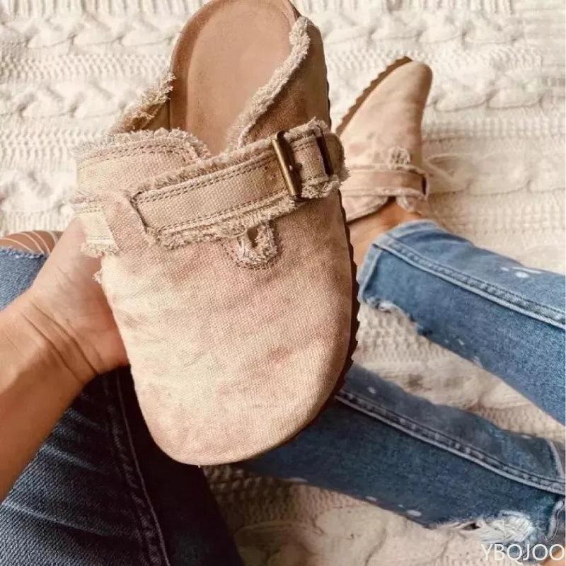 Fashion Baotou Slippers Women's plus size European American new Shoes Outdoor anti-skid lazy flat slippers ladies casual cloth shoes