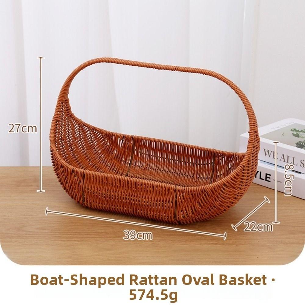 With Handle Imitation Rattan Storage Baskets Handwoven 8 Styles Handhold Weaving Basket Household Vegetable Fruit Flowers Basket