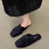2025 autumn and winter new outer wear gentle fairy wind velvet bag head cotton slippers casual flat half slippers tide