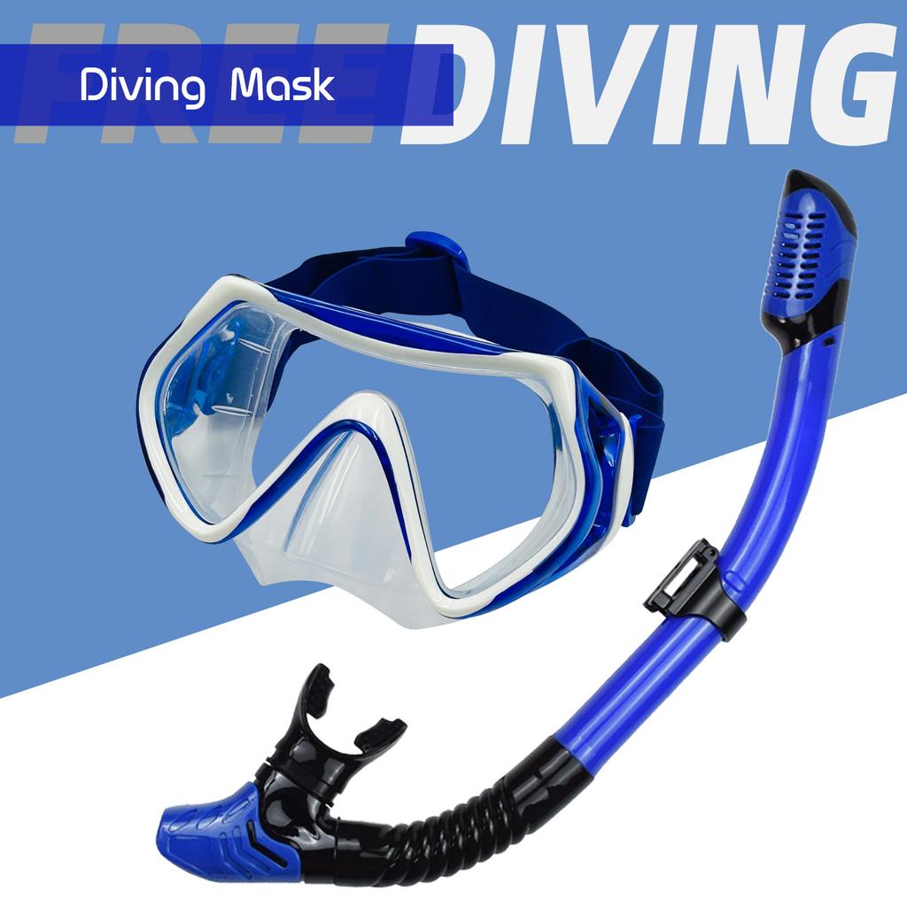 Dry Snorkel Set for Adults Youth Dry Top Snorkel Scuba Diving Mask with Nose Cover Anti-Fog 180° Wide View Mirrored Lens Snorkeling Gear for Men Women