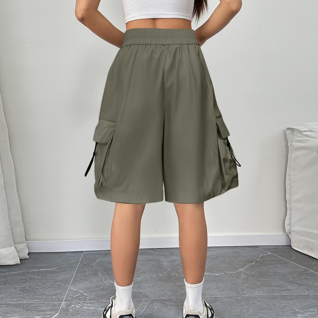 Women's Summer Work Pants Are Loose Comfortable Casual Fashionable With Multiple Pockets And Solid Color Shorts