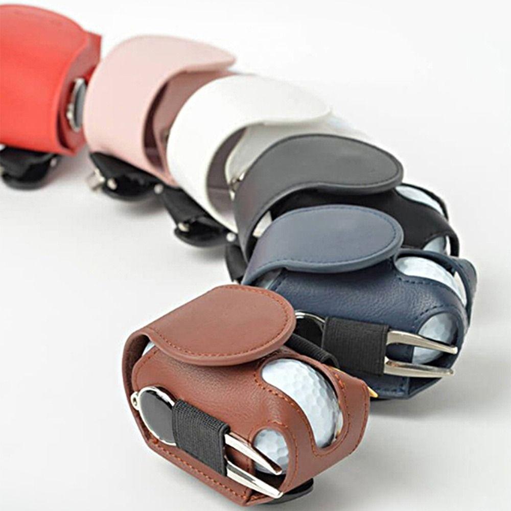 Portable Golf Waist Holder Bag PU Leather Golf Ball Container Durable Golf Ball Pouch Outdoor Golf