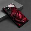 Red Rose Flower Glass Phone Case For Samsung Galaxy S26 S25 S24 S22 S23 Ultra S21 S20 Plus 5G Frosted Non-Slip Full Cover