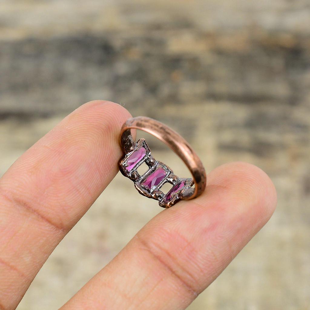 Rosa Turmalin Ring Elektrogeformter Kupferring Schöner Edelstein Handgefertigter Ring Elektrogeformter Kupferschmuck Zum Verschenken Erhältlich in Ringgröße