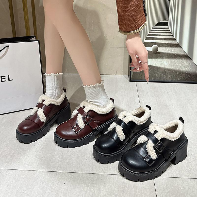 Fashion versatile and comfortable cotton shoes women's autumn and winter new popular thick-soled muffin velvet warm cotton shoes