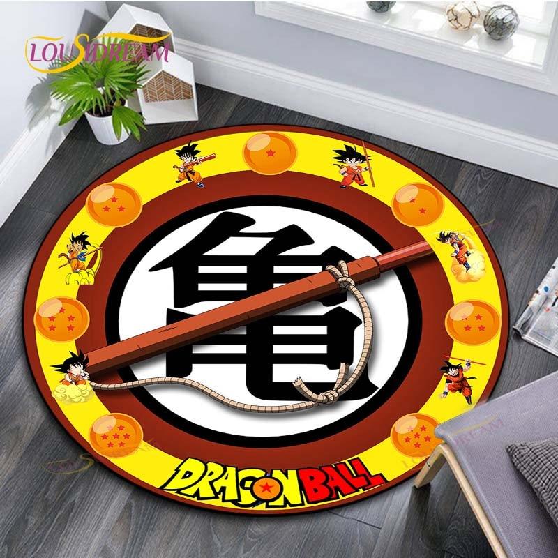Runder Teppich für Wohnzimmer Teppiche Schlafzimmer Kinder Teppich Badezimmermatte 3D Dragon Ball Goku Druck Bodenmatte Kinderzimmer Teppich
