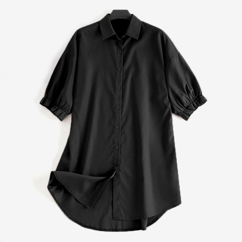 

ZANZEA Женское свободное однотонное мини-платье-рубашка с коротким рукавом, отложным воротником и застежкой на пуговицы 5XL