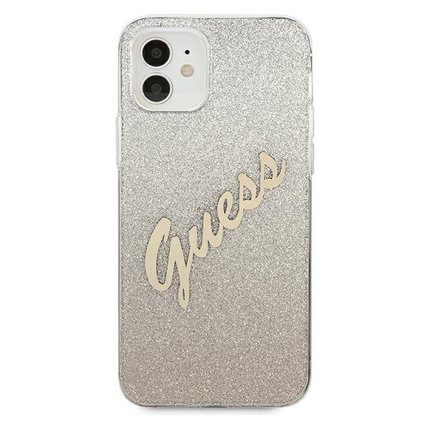Guess Guhcp12Spcuglsgo Iphone 12 Mini5,4 Złoty/Gold Hardcase Glitter Gradient Script