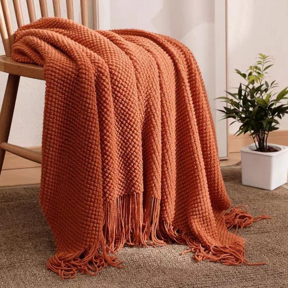 Skin-friendly Pineapple Grid Knitted Blanket Solid Color Office Nap Blanket Air-conditioned Room