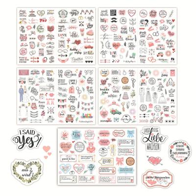 5 peças adesivos de casamento vintage 266 padrões de glitter decalques decorativos para álbum de fotos scrapbook