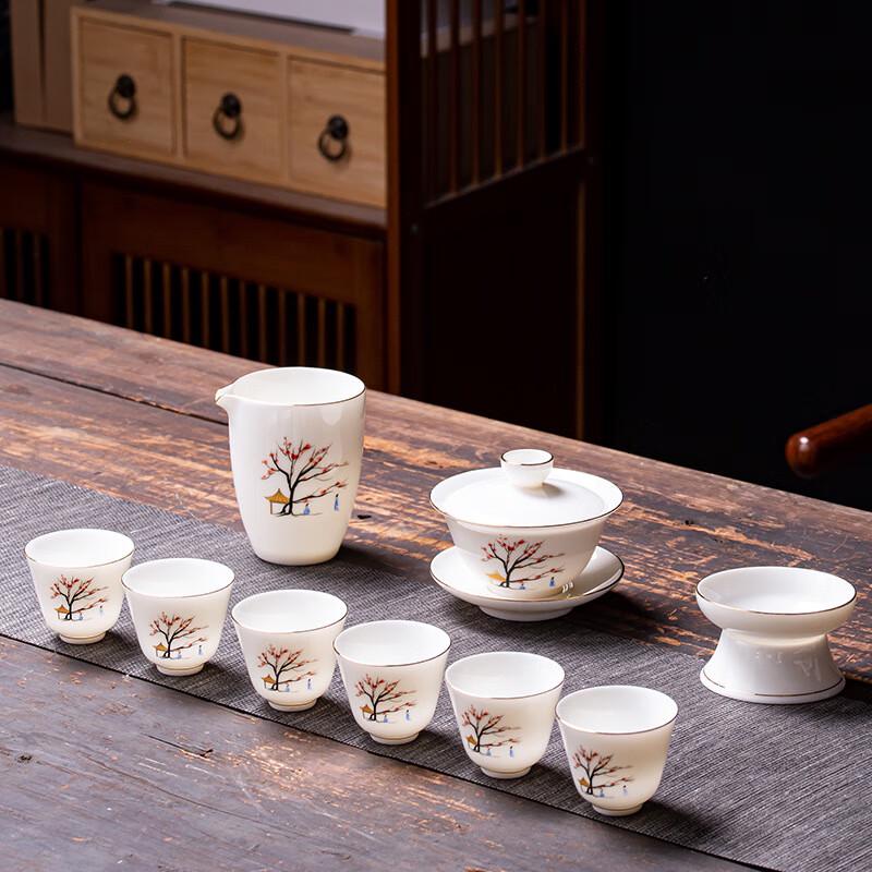 Dehua Suet Jade White Porcelain Kung Fu Tea Set