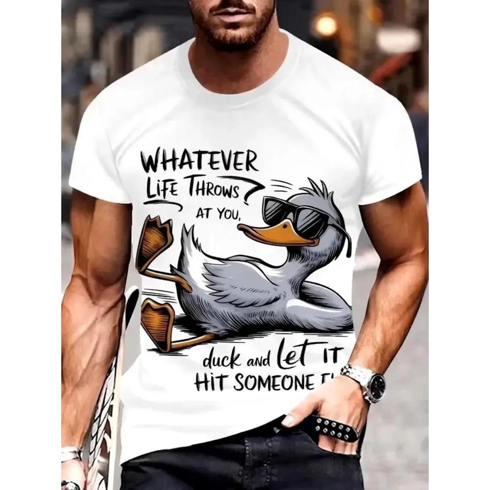 Men's Summer Comfortable Fashionable T-shirt Soft Breathable Skull Animals Portrait Colorful 3d Printing Round Neck Short Sleeved T-shirt