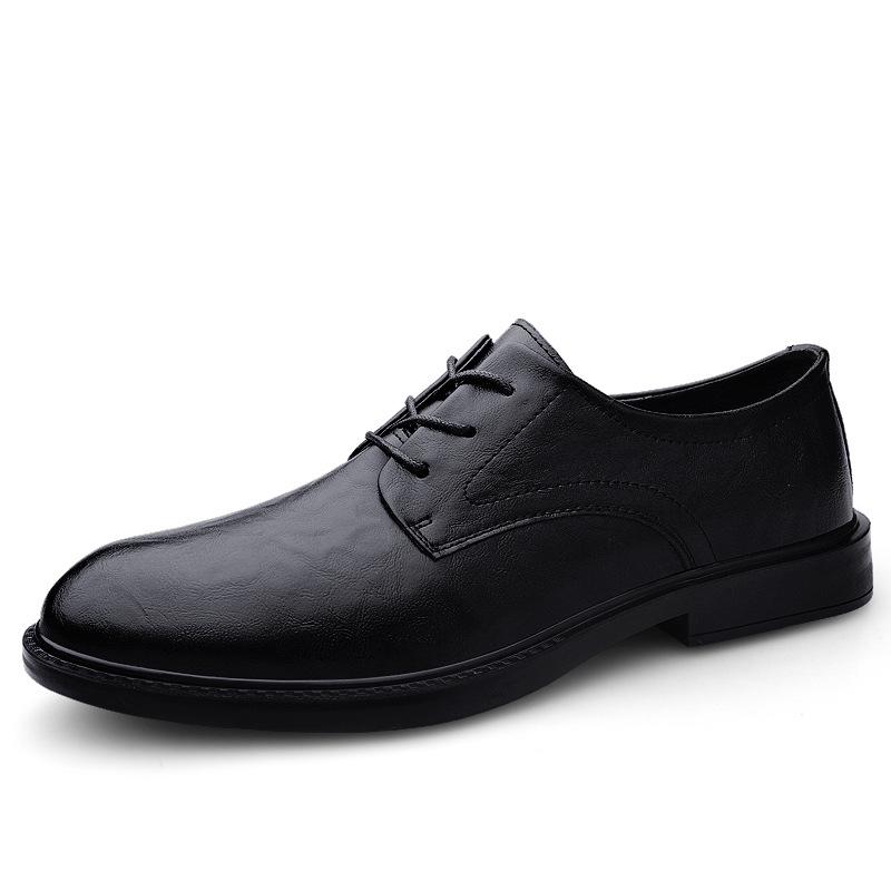 Men s Round Toe Leather Business Casual Low-Top Shoes 42