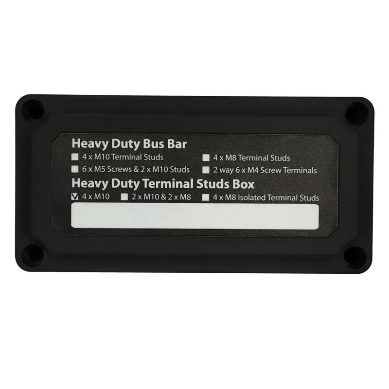 

Шины постоянного тока 48 В 200 А 4-х автомобильный автобусный лодочный распределительный щиток с 4xM10 клеммами спаржа транспортное средство грузовик автофургон коробка-органайзер для кабелей чёрный