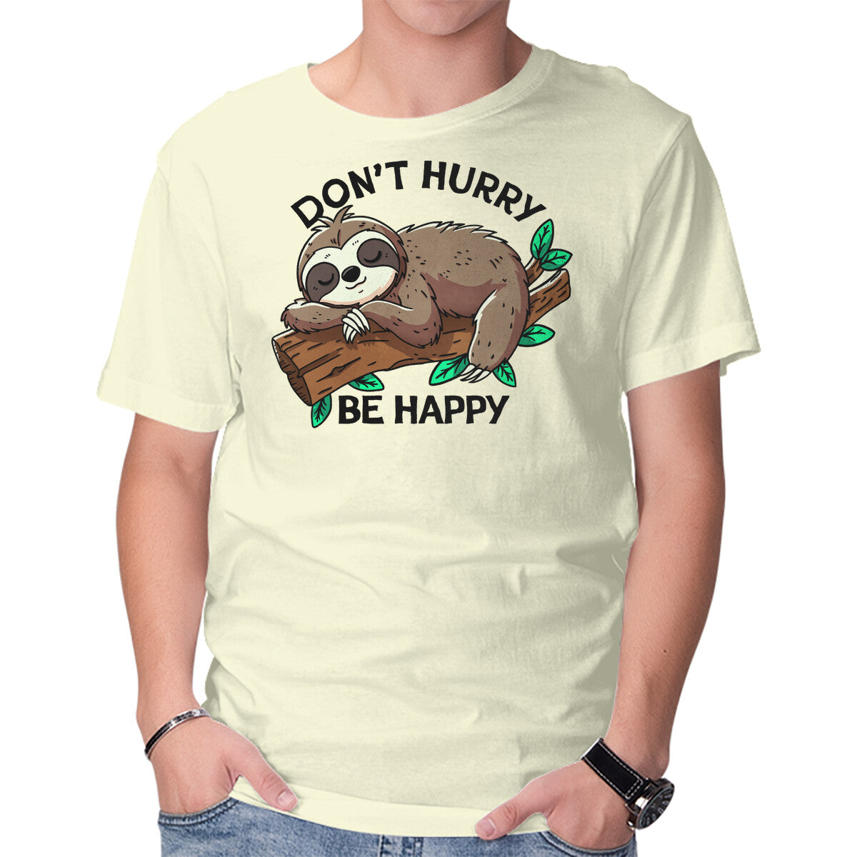 Unisex Crew Neck T-Shirt Don t Hurry Be Happy Graphic Short Sleeve Casual Tee XXL