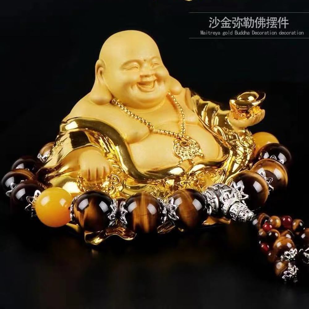 One of the Seven Lucky Is a Gold Figurine Designed To Ward Off Bring Good and This Feng Shui Ornament Is Perfect for Entryway Auspicious Car and Tea