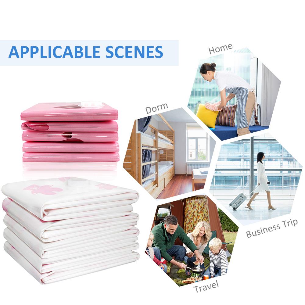 5 Pack Vacuum Bag with Manual Pump Reusable Vacuum Storage Bags Leakproof Space Saver Sealer for Home Travel Bedding Clothes