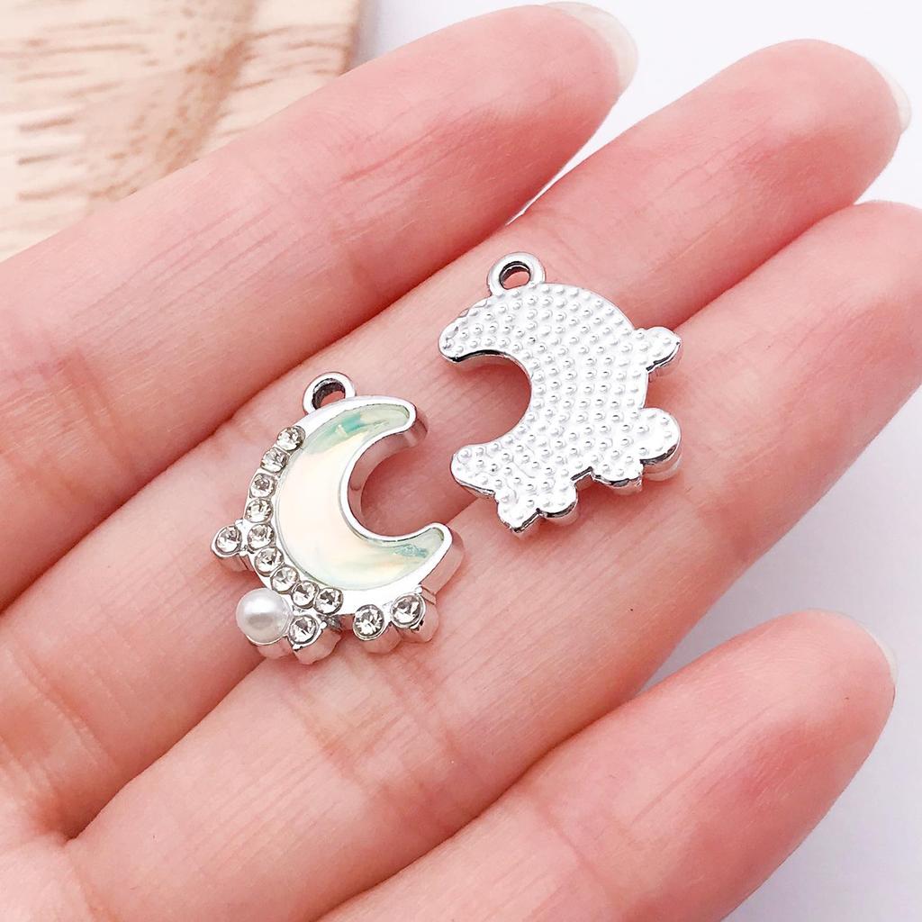 DIY Iridescent Rhinestone Pearl Moon UV Resin Jewelry Accessories for Earrings & Necklaces