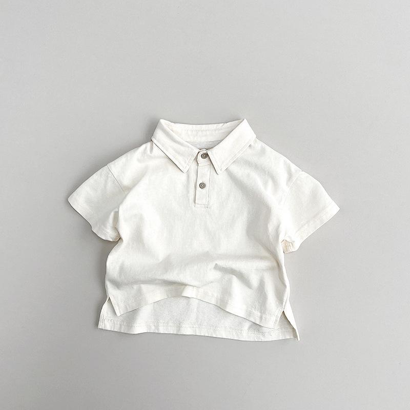 Children's Short Sleeved T-shirt Boys' Polo Shirt Summer Girls' Korean Versatile and Personalized Top Minimalist Style