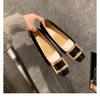 Cowhide Version~ Classic Square Buckle Shoes, Leather Flat-bottomed Commuting Single Shoes, Women's Shallow Mouth Square Head Low Heel Mary Jane Shoes