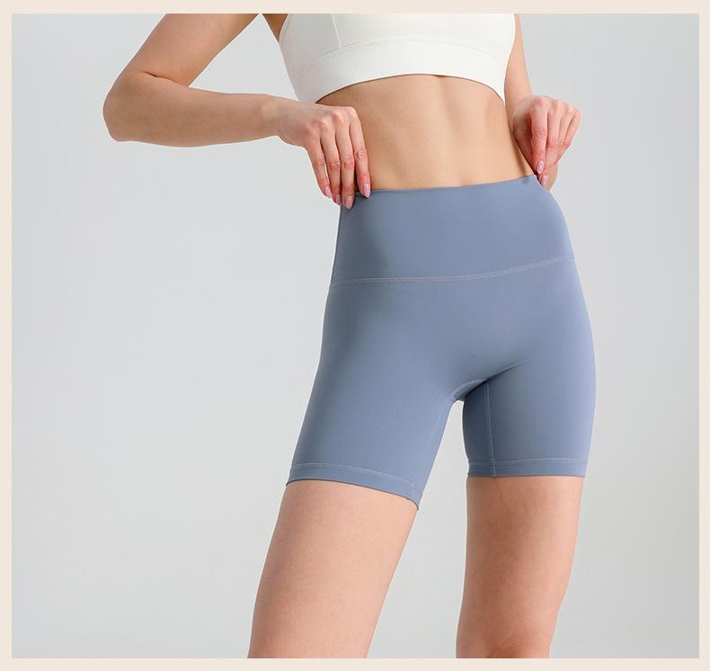 Pregnancy-Friendly High-Waist Seamless Yoga Shorts - Summer Nude Feel, Three-Quarter Length, High Elasticity Fitness Base Layer.