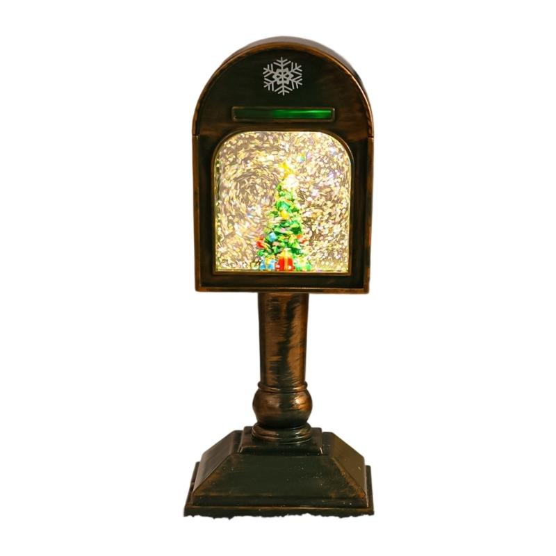

Glowing Musical Christmas Mailbox Crystal Night Light for Indoor Holiday Room Decoration USB Powered Table Lamp