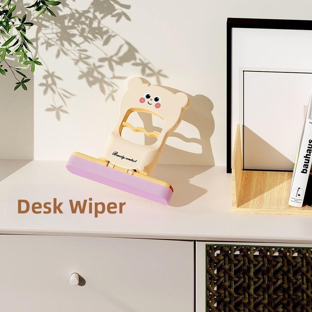 New Mini Foldable Desktop Mop Cartoon Bear Durable Absorbent Sponge Mop Wet Dry Use on Table Wiping Tool Desktop Lazy Small Mops