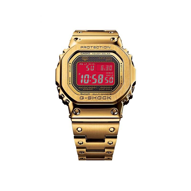 Casio Custom Collection GMW B5000GD 9A Solar Movement Metal Strap Watch Unisex Red Watch Dial GMW-B5000GD-9A(Watch4--)