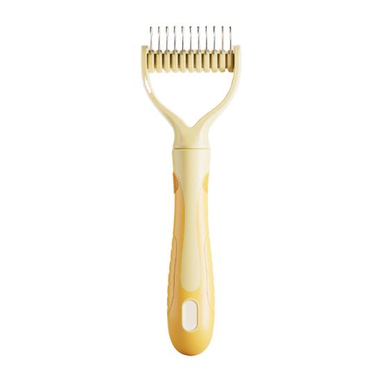 Pet Detangling Comb Double-Sided Metal Teeth Pet Dematting Tool Pet Grooming Comb S жёлтый