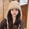 Solid Color Winter Warm Knitted Beanies Women Warm Woolen Japanese Hat Pile Caps Ear Protection Tie Pullover Hat Bomber Hats