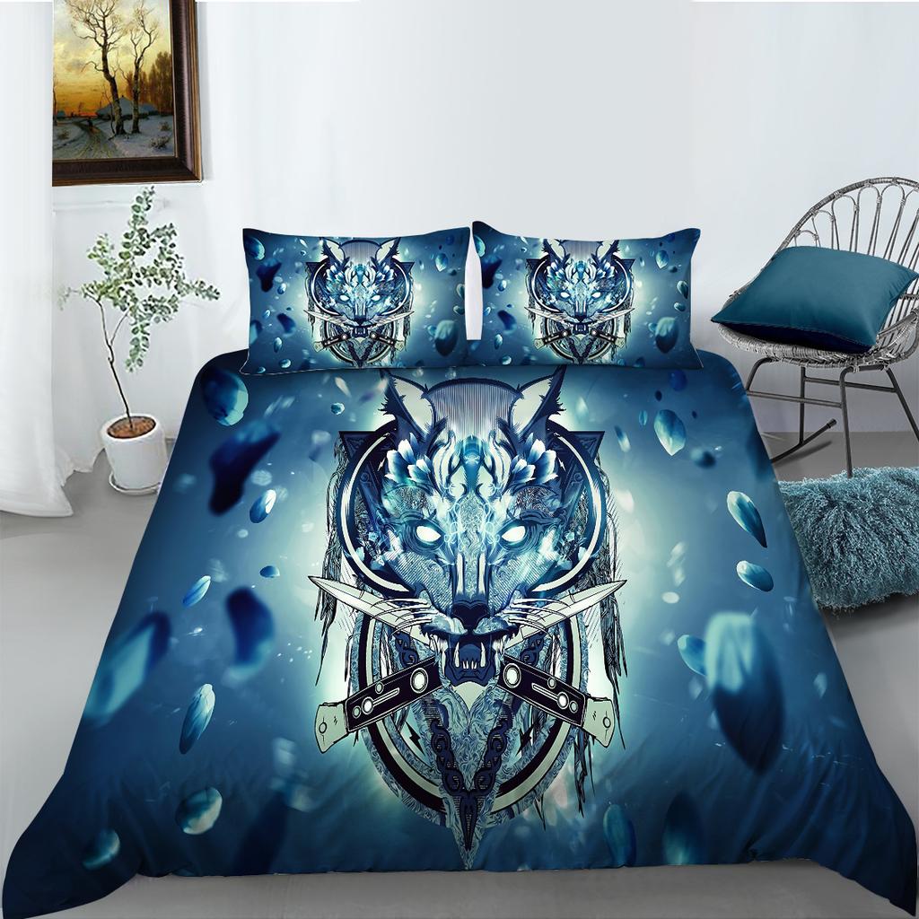 Polyester Bettwäsche Zwei- oder Dreiteilig Digitaldruck Wolf Serie