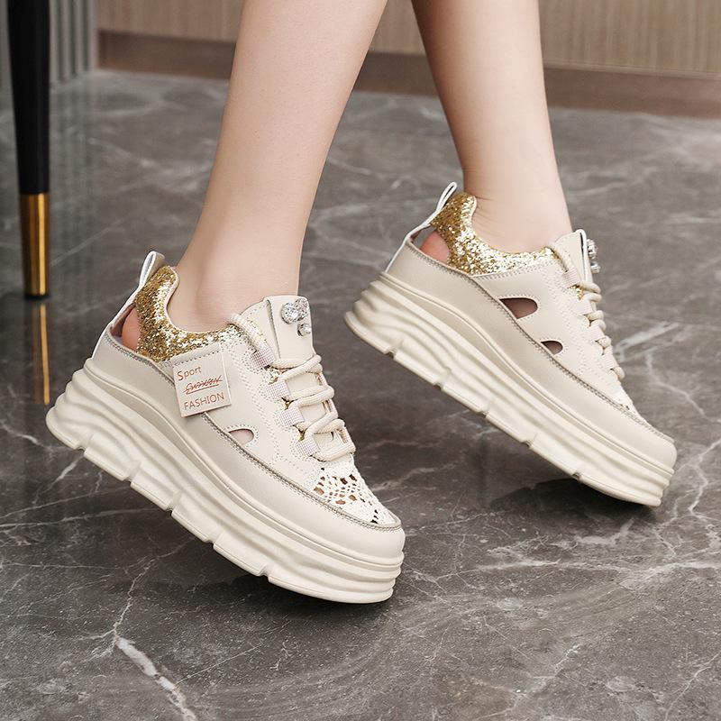 W3652 Neue Hohl Sandalen frauen Schuhe Sommer Flut Dicken Boden Höhe Zunehmende Einlegesohle Atmungsaktive Casual Schuhe frauen Mode Schuhe
