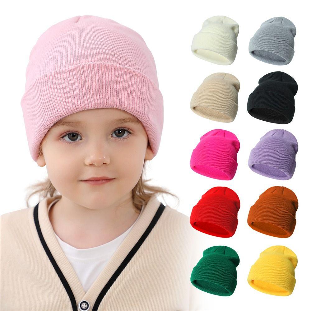 

Solid Baby Beanie Hat Soft Children Ski Hats Cute Knit Warm Beanies for Boys Girls