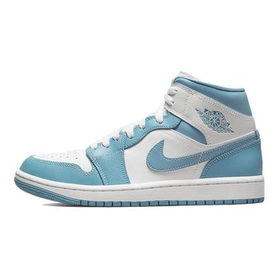 נעלי סניקרס אייר ג'ורדן 1 מיד יוניברסיטי בלו לנשים לבן מפרש כחול משומש BQ6472-141