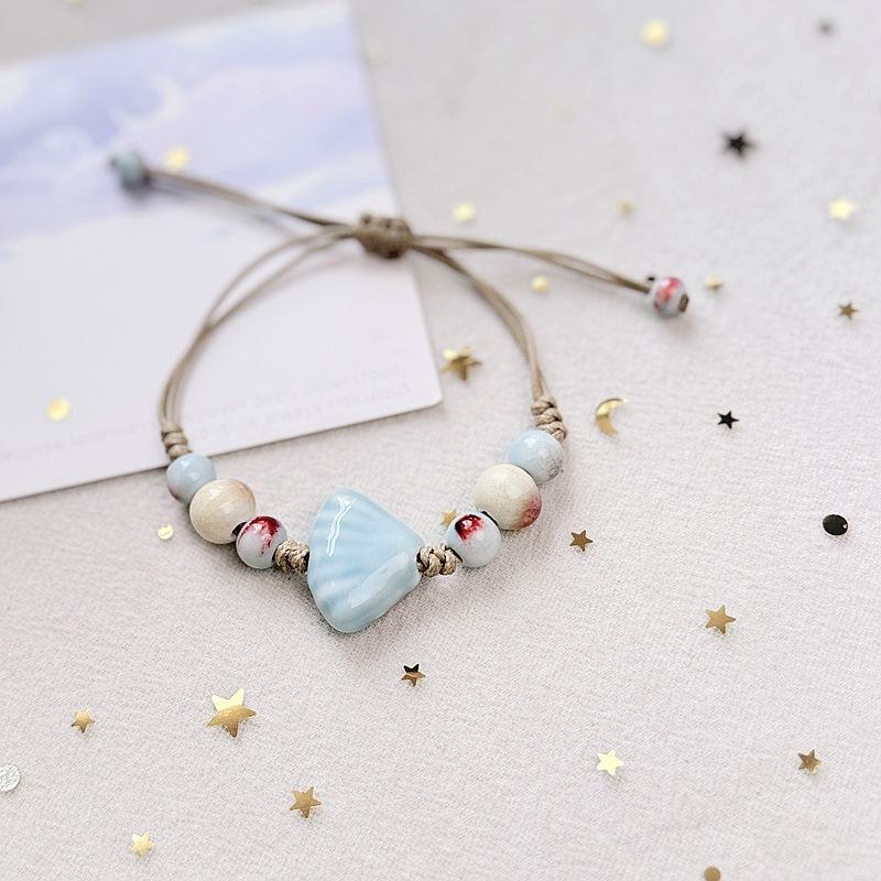 Handmade Adjustable Beaded Bracelets for Women Boho Colorful Glaze Starfish Shell Ceramic Beads Bracelet Girl Party Jewelry Gift