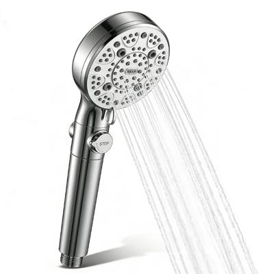 Shower Head with 9 Water Chlorine High Water and Water Bubble 002 Modes, 90% Saving, Removal, Pressure, Hand-operated Shut-off (standard, Silver)