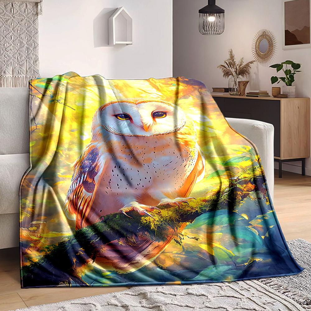 

1pc Barn Owl Blanket, Lightweight Flannel Fleece with Digital Printing, Soft Warm for Sofa, Travel, Camping, Office, Couch, Chair, and Bed, All-Season 100x150cm
