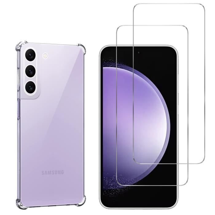 Stoßfeste Hülle - Phonillico - Samsung Galaxy S23 FE - Weiches Silikon - Verstärkter Schutz - 2 Hartglas